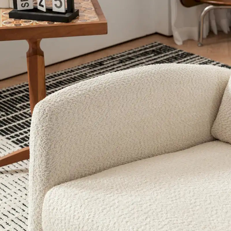 Fauteuil à bascule moderne beige de 90,9 cm de haut avec repose-pieds et pieds en bois