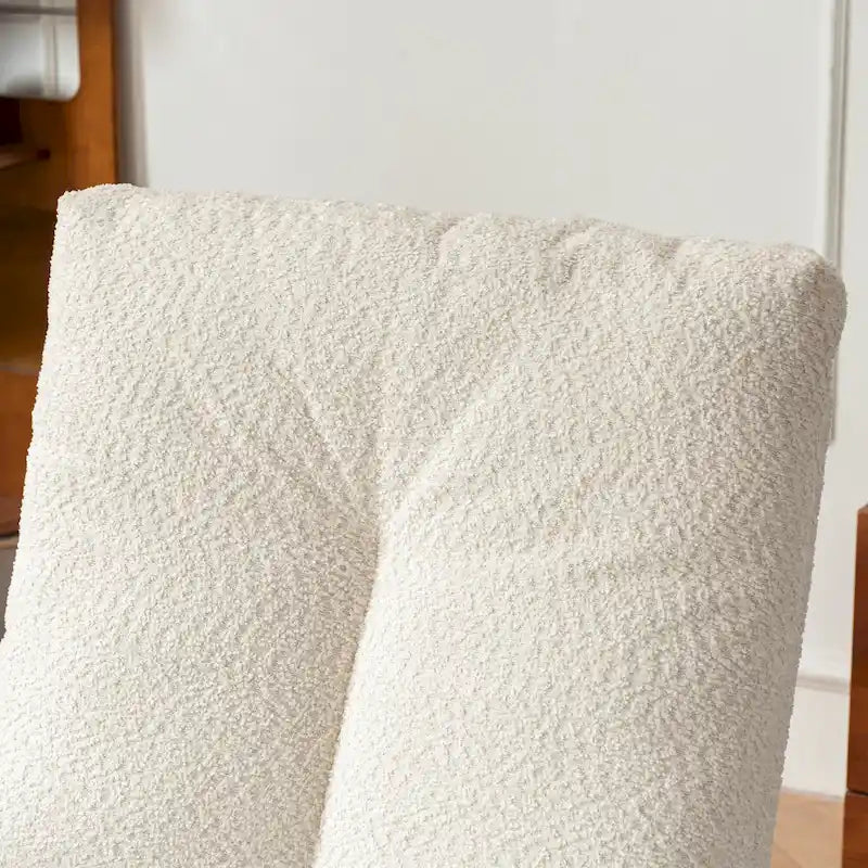 Fauteuil à bascule moderne beige de 90,9 cm de haut avec repose-pieds et pieds en bois