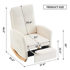 Fauteuil à bascule moderne beige de 90,9 cm de haut avec repose-pieds et pieds en bois