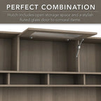 Bureau d'angle en L Cabot 60W avec huche et classeur par