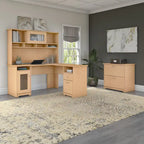 Bureau d'angle en L Cabot 60W avec huche et classeur par