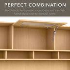 Bureau d'angle en L Cabot 60W avec huche et classeur par