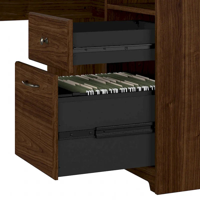 Bureau d'angle en L Cabot 60W avec huche et classeur par