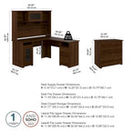 Bureau d'angle en L Cabot 60W avec huche et classeur par