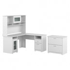 Bureau d'angle en L Cabot 60W avec huche et classeur par