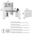 Bureau d'angle en L Cabot 60W avec huche et classeur par