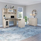 Bureau d'angle en L Cabot 60W avec huche et classeur par