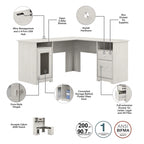 Bureau d'angle en L Cabot 60W avec huche et classeur par
