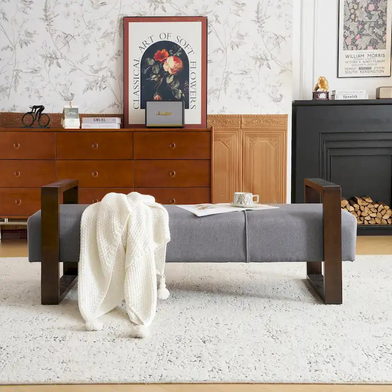 - Banc ottoman moderne rembourré Taylor Long avec design multifonctionnel