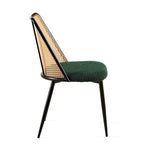Chaises de salle à manger lot de 2, chaises en tissu bouclette avec dossier en rotin naturel