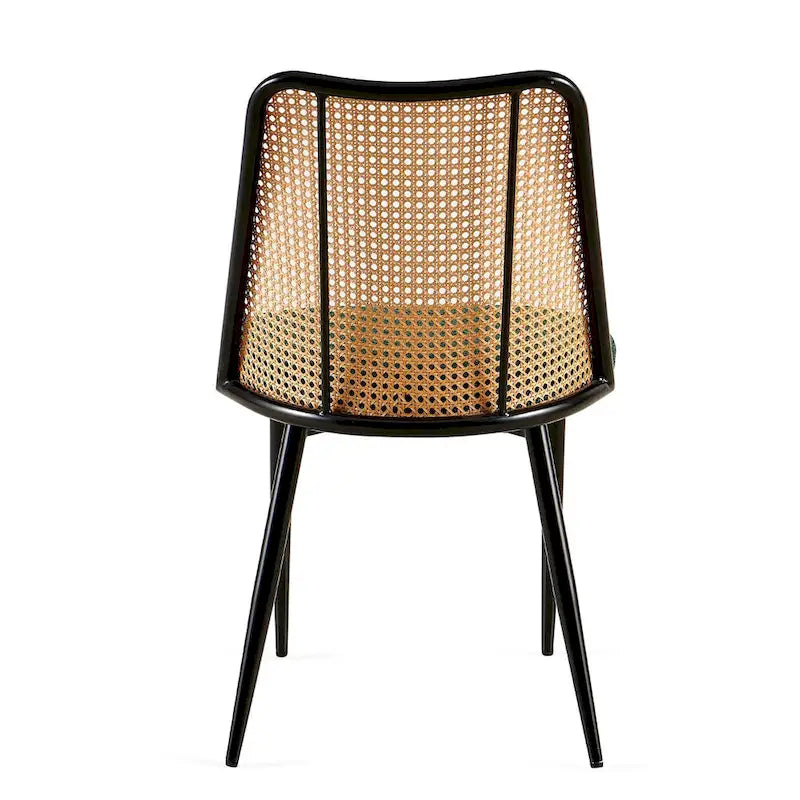 Chaises de salle à manger lot de 2, chaises en tissu bouclette avec dossier en rotin naturel