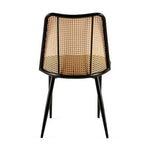 Chaises de salle à manger lot de 2, chaises en tissu bouclette avec dossier en rotin naturel