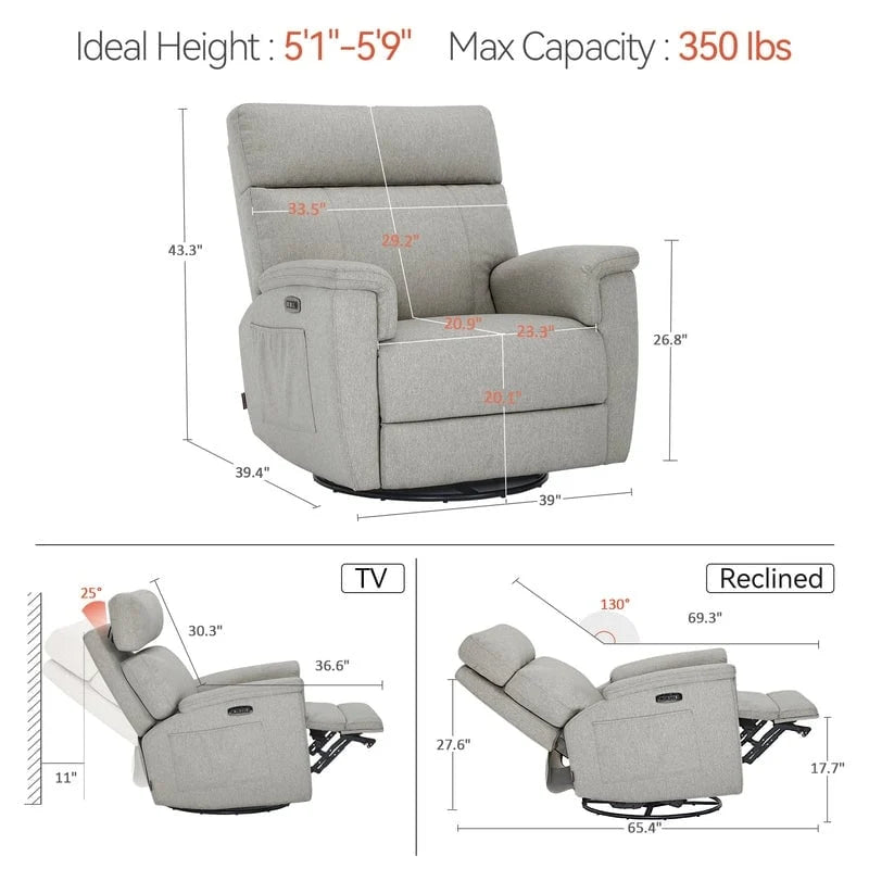 Fauteuil de maternité inclinable, pivotant et coulissant électrique en tissu PR601