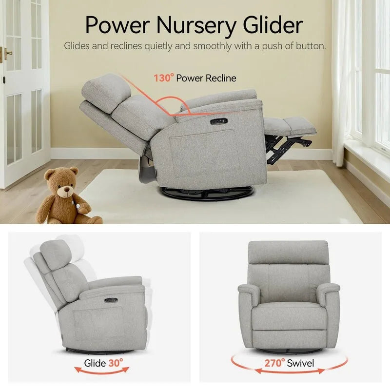 Fauteuil de maternité inclinable, pivotant et coulissant électrique en tissu PR601