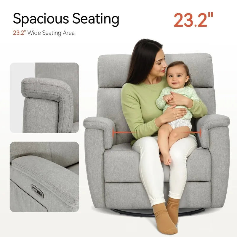 Fauteuil de maternité inclinable, pivotant et coulissant électrique en tissu PR601