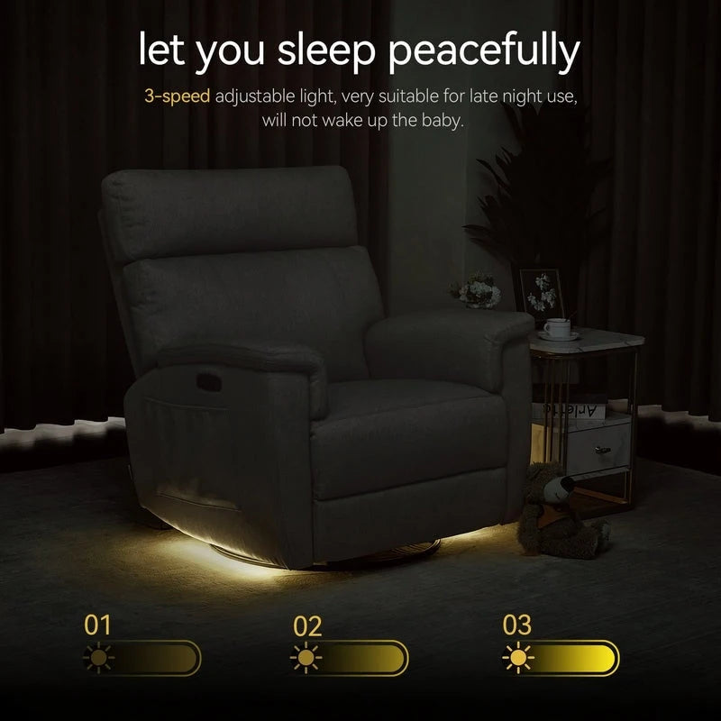 Fauteuil de maternité inclinable, pivotant et coulissant électrique en tissu PR601
