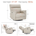 Fauteuil de maternité inclinable, pivotant et coulissant électrique en tissu PR601