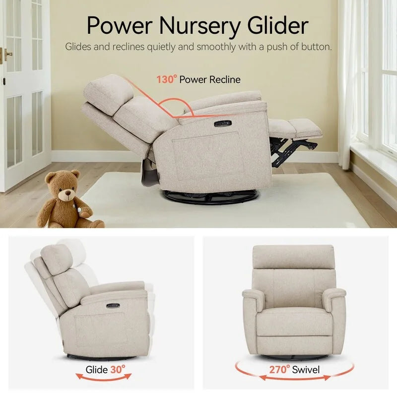 Fauteuil de maternité inclinable, pivotant et coulissant électrique en tissu PR601