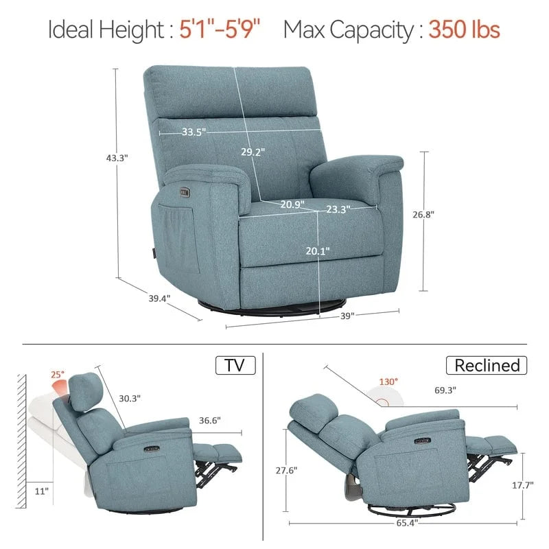 Fauteuil de maternité inclinable, pivotant et coulissant électrique en tissu PR601