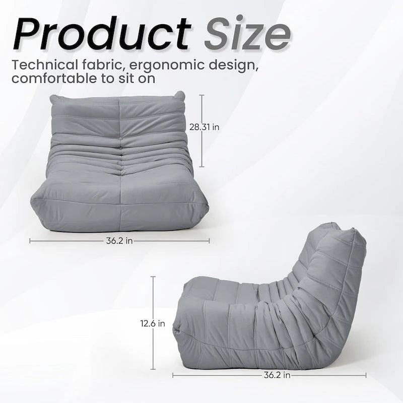 Pouf Canapé Togo - Chaise de Sol en Mousse à Mémoire 28D pour Adultes et Enfants, Fauteuil Léger en Similicuir Disponible en 5 Couleurs