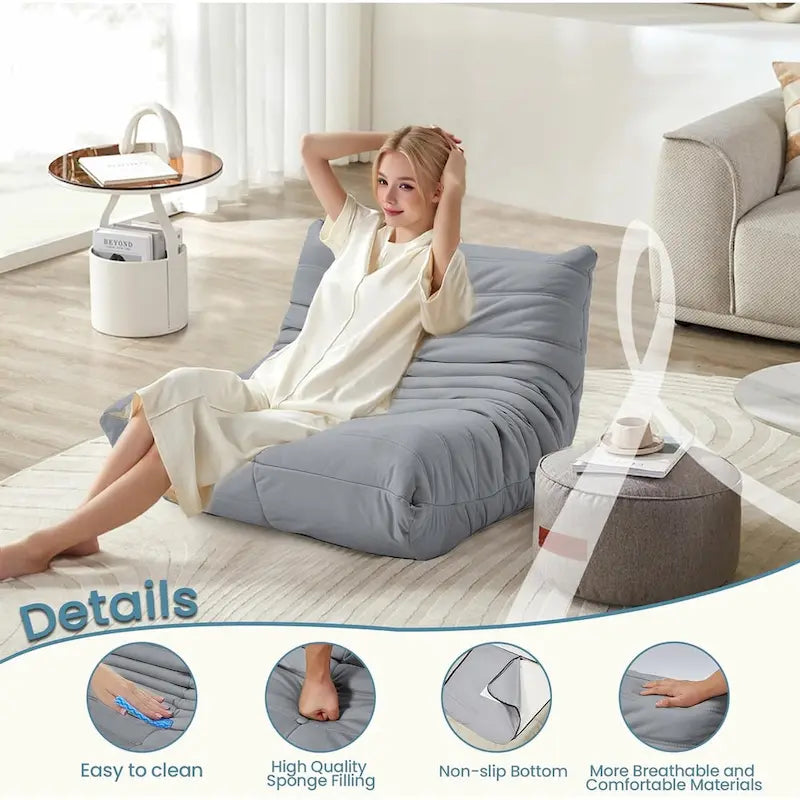Pouf Canapé Togo - Chaise de Sol en Mousse à Mémoire 28D pour Adultes et Enfants, Fauteuil Léger en Similicuir Disponible en 5 Couleurs