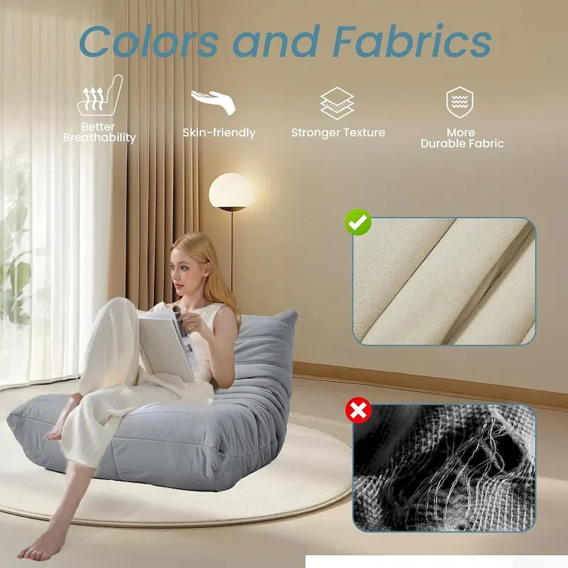 Pouf Canapé Togo - Chaise de Sol en Mousse à Mémoire 28D pour Adultes et Enfants, Fauteuil Léger en Similicuir Disponible en 5 Couleurs