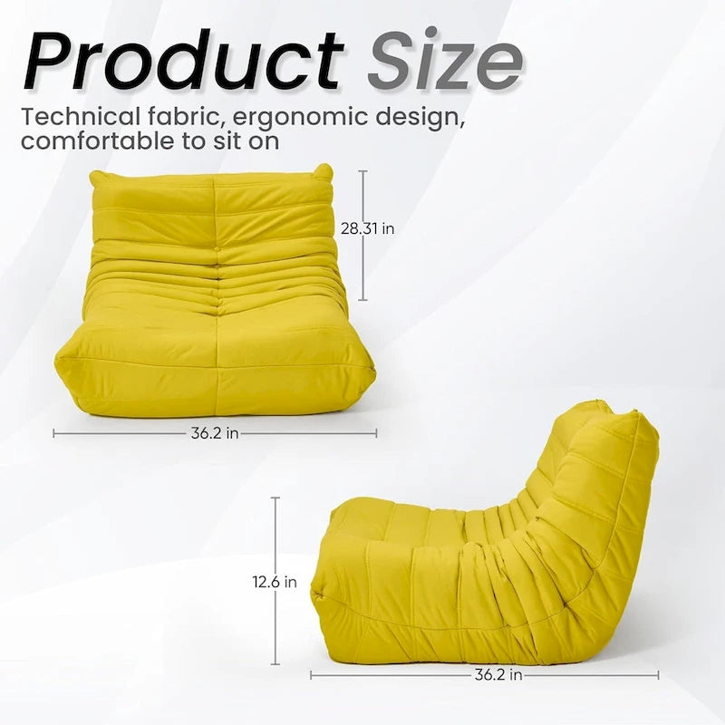 Pouf Canapé Togo - Chaise de Sol en Mousse à Mémoire 28D pour Adultes et Enfants, Fauteuil Léger en Similicuir Disponible en 5 Couleurs