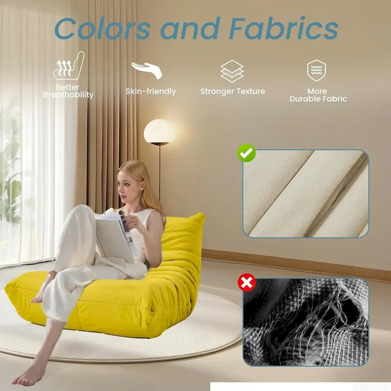 Pouf Canapé Togo - Chaise de Sol en Mousse à Mémoire 28D pour Adultes et Enfants, Fauteuil Léger en Similicuir Disponible en 5 Couleurs