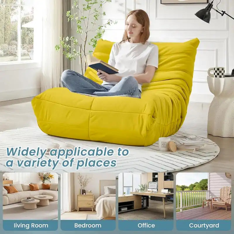 Pouf Canapé Togo - Chaise de Sol en Mousse à Mémoire 28D pour Adultes et Enfants, Fauteuil Léger en Similicuir Disponible en 5 Couleurs