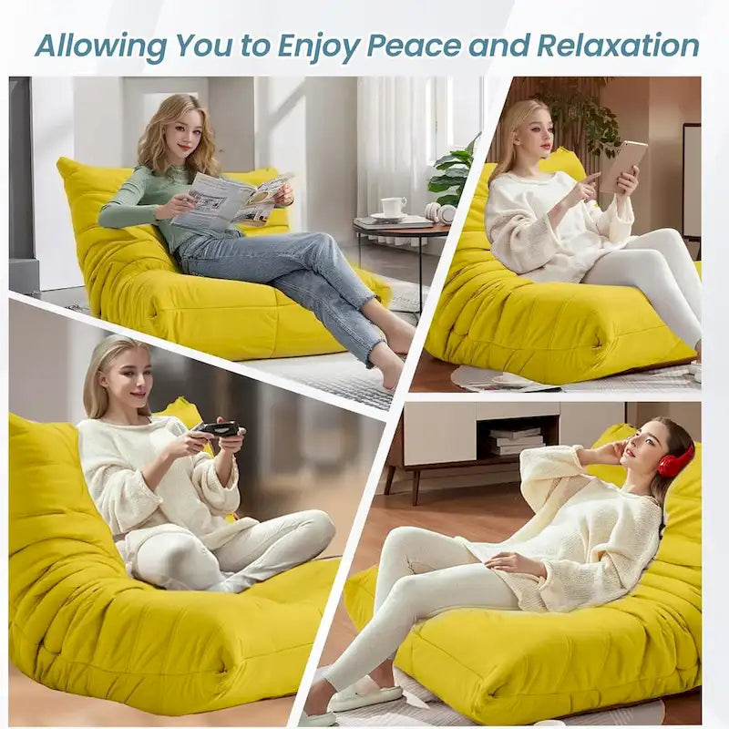 Pouf Canapé Togo - Chaise de Sol en Mousse à Mémoire 28D pour Adultes et Enfants, Fauteuil Léger en Similicuir Disponible en 5 Couleurs