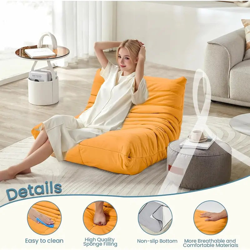 Pouf Canapé Togo - Chaise de Sol en Mousse à Mémoire 28D pour Adultes et Enfants, Fauteuil Léger en Similicuir Disponible en 5 Couleurs