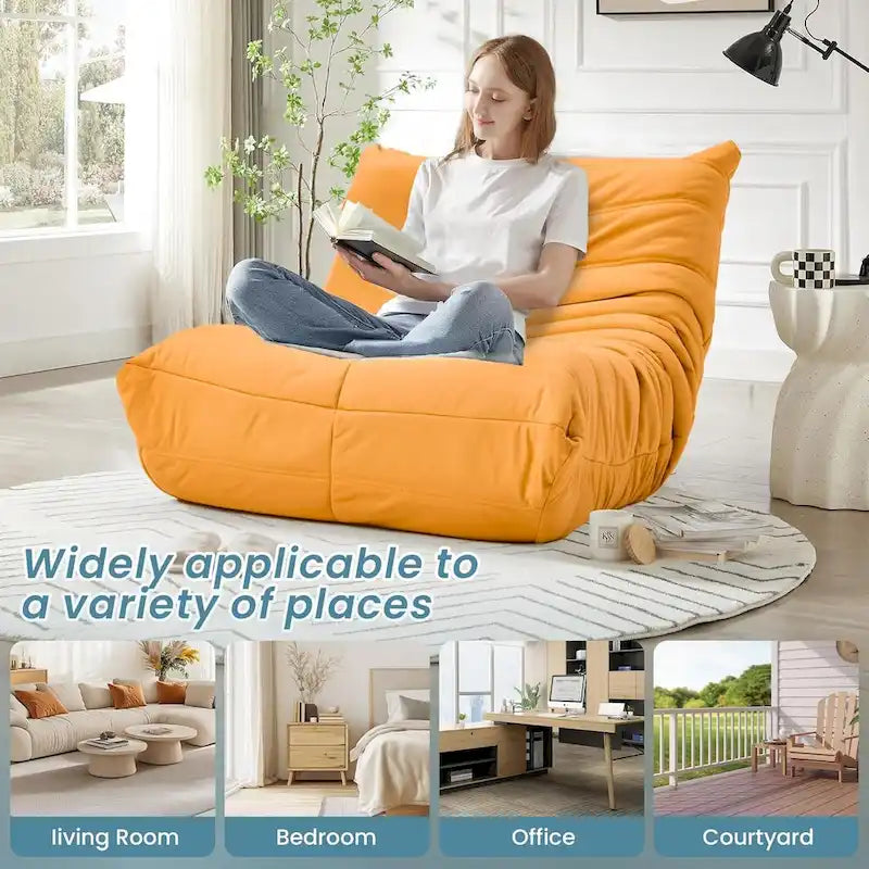 Pouf Canapé Togo - Chaise de Sol en Mousse à Mémoire 28D pour Adultes et Enfants, Fauteuil Léger en Similicuir Disponible en 5 Couleurs