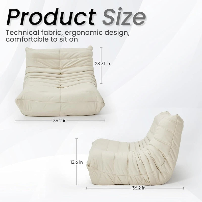 Pouf Canapé Togo - Chaise de Sol en Mousse à Mémoire 28D pour Adultes et Enfants, Fauteuil Léger en Similicuir Disponible en 5 Couleurs