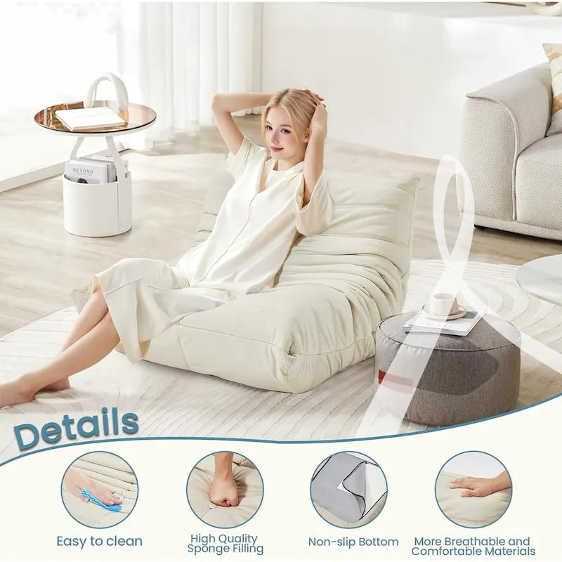 Pouf Canapé Togo - Chaise de Sol en Mousse à Mémoire 28D pour Adultes et Enfants, Fauteuil Léger en Similicuir Disponible en 5 Couleurs