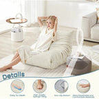 Pouf Canapé Togo - Chaise de Sol en Mousse à Mémoire 28D pour Adultes et Enfants, Fauteuil Léger en Similicuir Disponible en 5 Couleurs