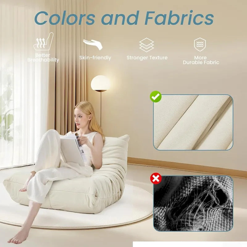 Pouf Canapé Togo - Chaise de Sol en Mousse à Mémoire 28D pour Adultes et Enfants, Fauteuil Léger en Similicuir Disponible en 5 Couleurs