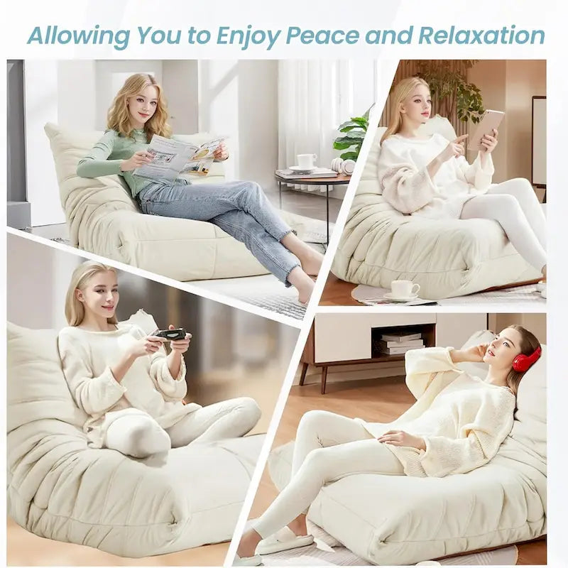 Pouf Canapé Togo - Chaise de Sol en Mousse à Mémoire 28D pour Adultes et Enfants, Fauteuil Léger en Similicuir Disponible en 5 Couleurs