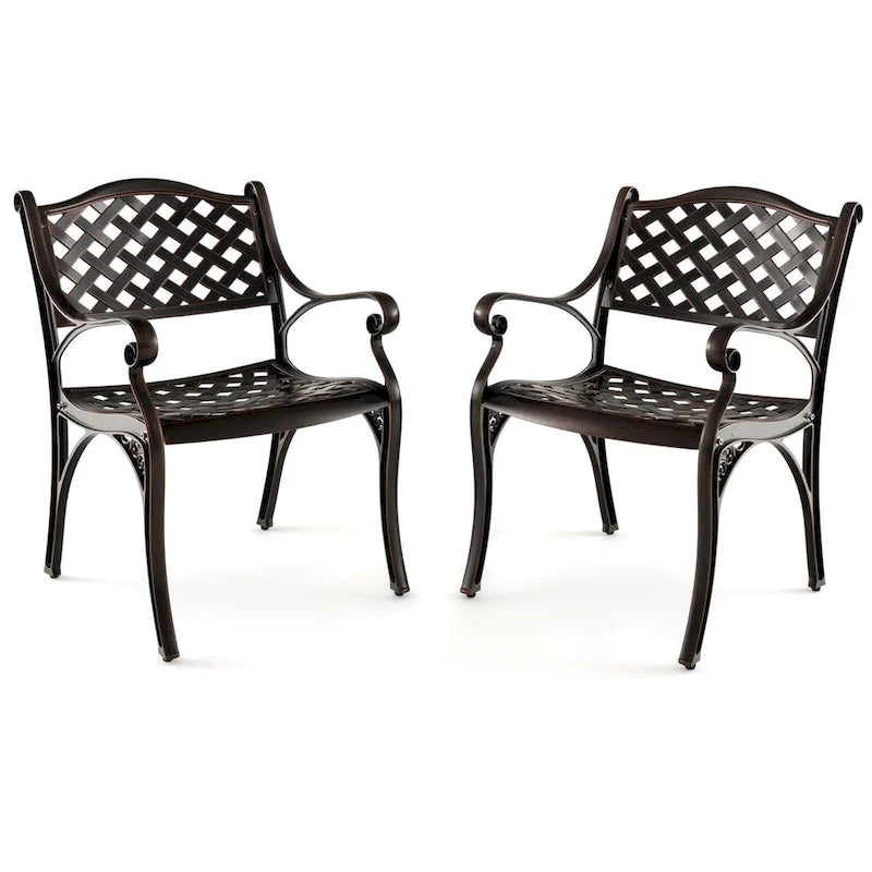   2/4 PCS Cast Aluminum Patio Chairs Set of 2 All Weather