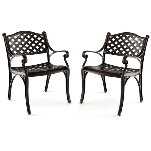   2/4 PCS Cast Aluminum Patio Chairs Set of 2 All Weather