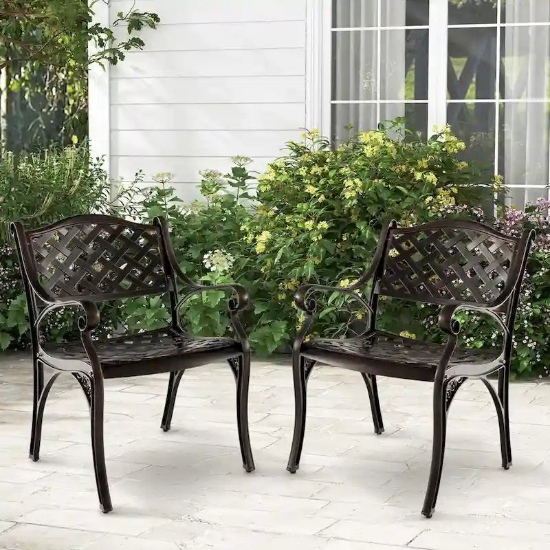 Lot de 2/4 chaises de patio en aluminium moulé, ensemble de 2, tout temps