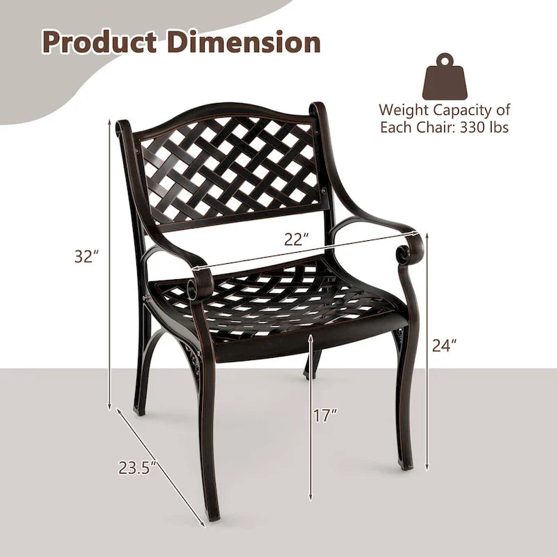 Lot de 2/4 chaises de patio en aluminium moulé, ensemble de 2, tout temps