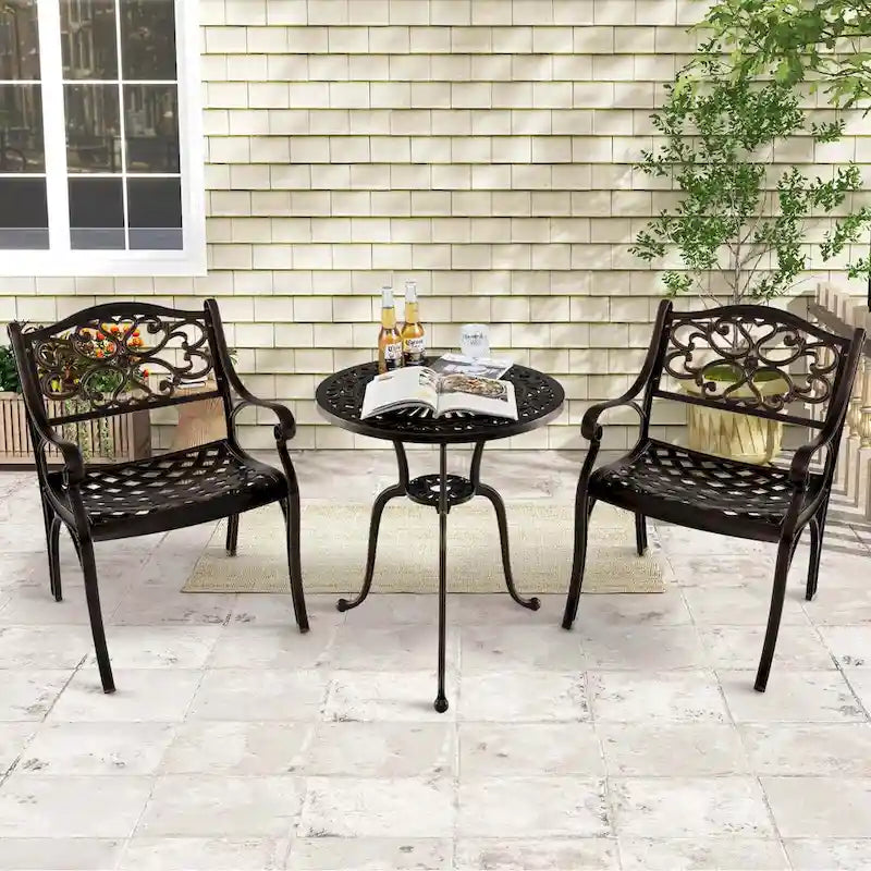 Lot de 2/4 chaises de patio en aluminium moulé, ensemble de 2, tout temps