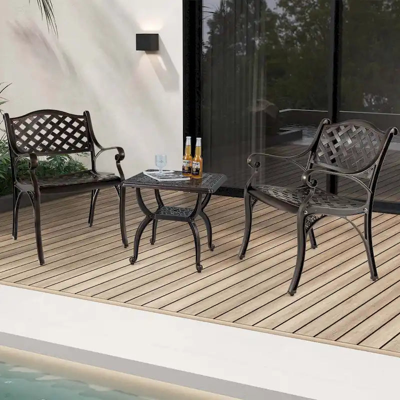 Lot de 2/4 chaises de patio en aluminium moulé, ensemble de 2, tout temps