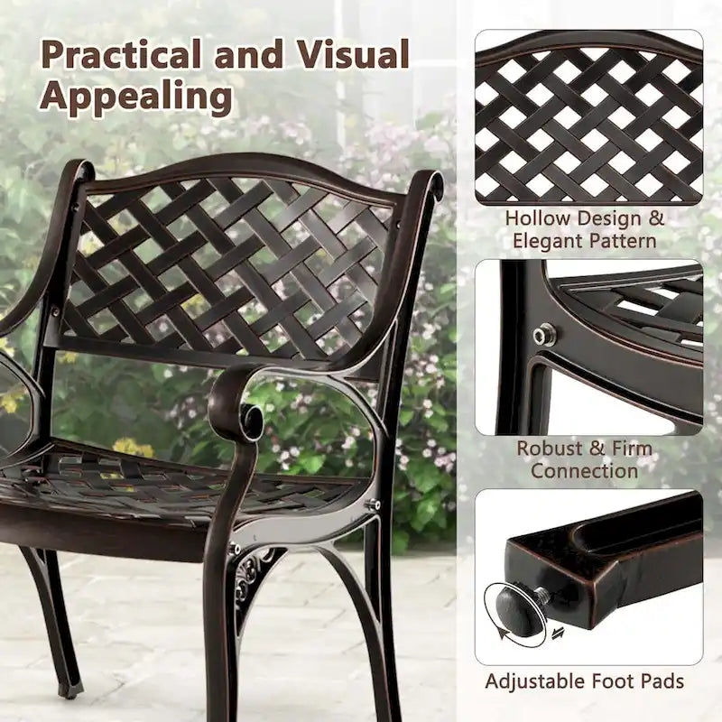 Lot de 2/4 chaises de patio en aluminium moulé, ensemble de 2, tout temps