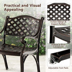Lot de 2/4 chaises de patio en aluminium moulé, ensemble de 2, tout temps