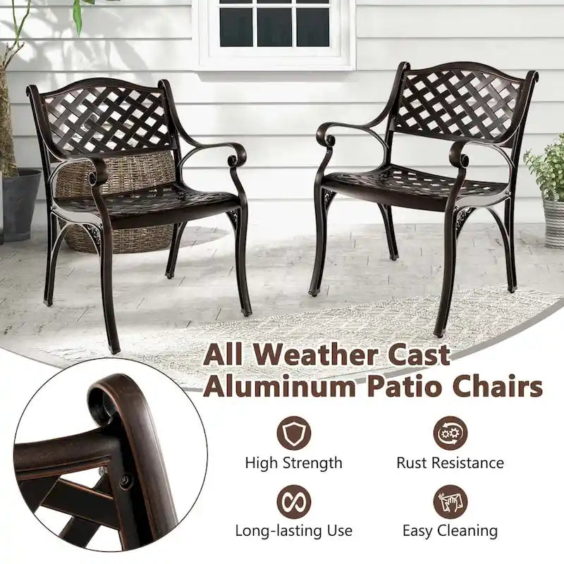 Lot de 2/4 chaises de patio en aluminium moulé, ensemble de 2, tout temps