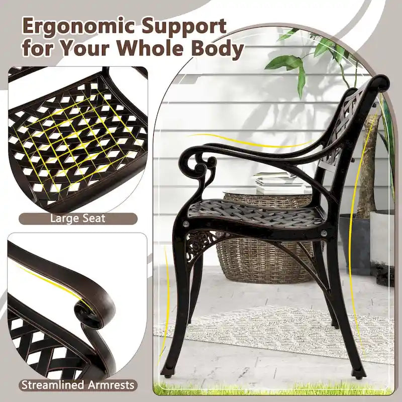 Lot de 2/4 chaises de patio en aluminium moulé, ensemble de 2, tout temps