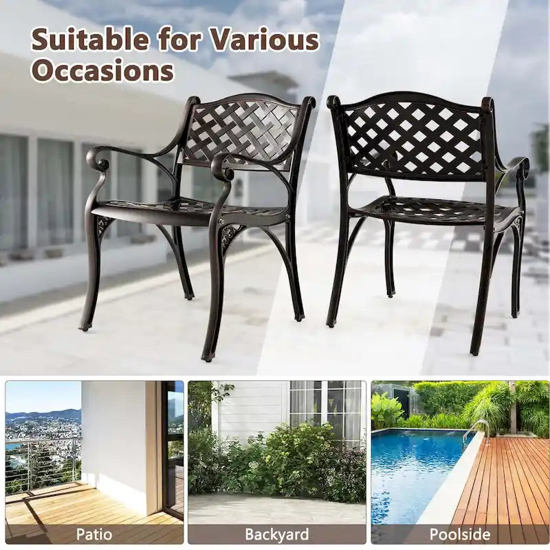 Lot de 2/4 chaises de patio en aluminium moulé, ensemble de 2, tout temps