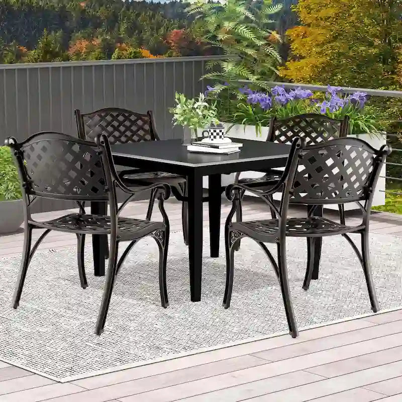 Lot de 2/4 chaises de patio en aluminium moulé, ensemble de 2, tout temps