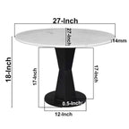 Table basse Riko, plateau en marbre blanc sur piètement moderne en fer, table ronde, 27